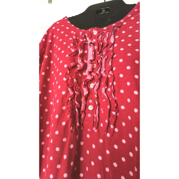 Noble Mount Flannel Nightgown Sz Medium Red Polka Dot Ruffle Cottagecore Granny - Picture 4 of 7